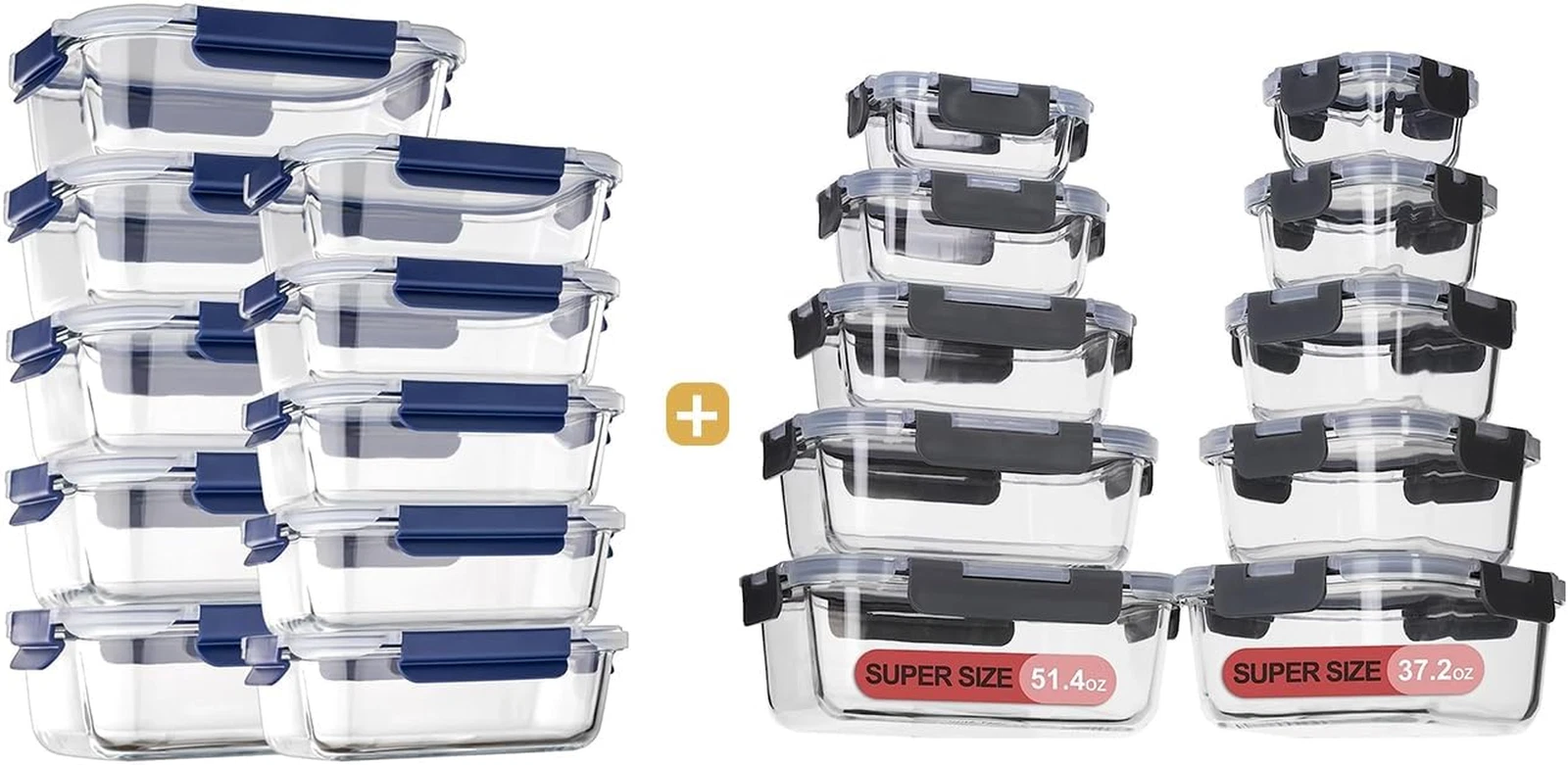 20 Pack Airtight Glass Food Storage Containers with Lids - BPA Free
Opens in a new window or tab