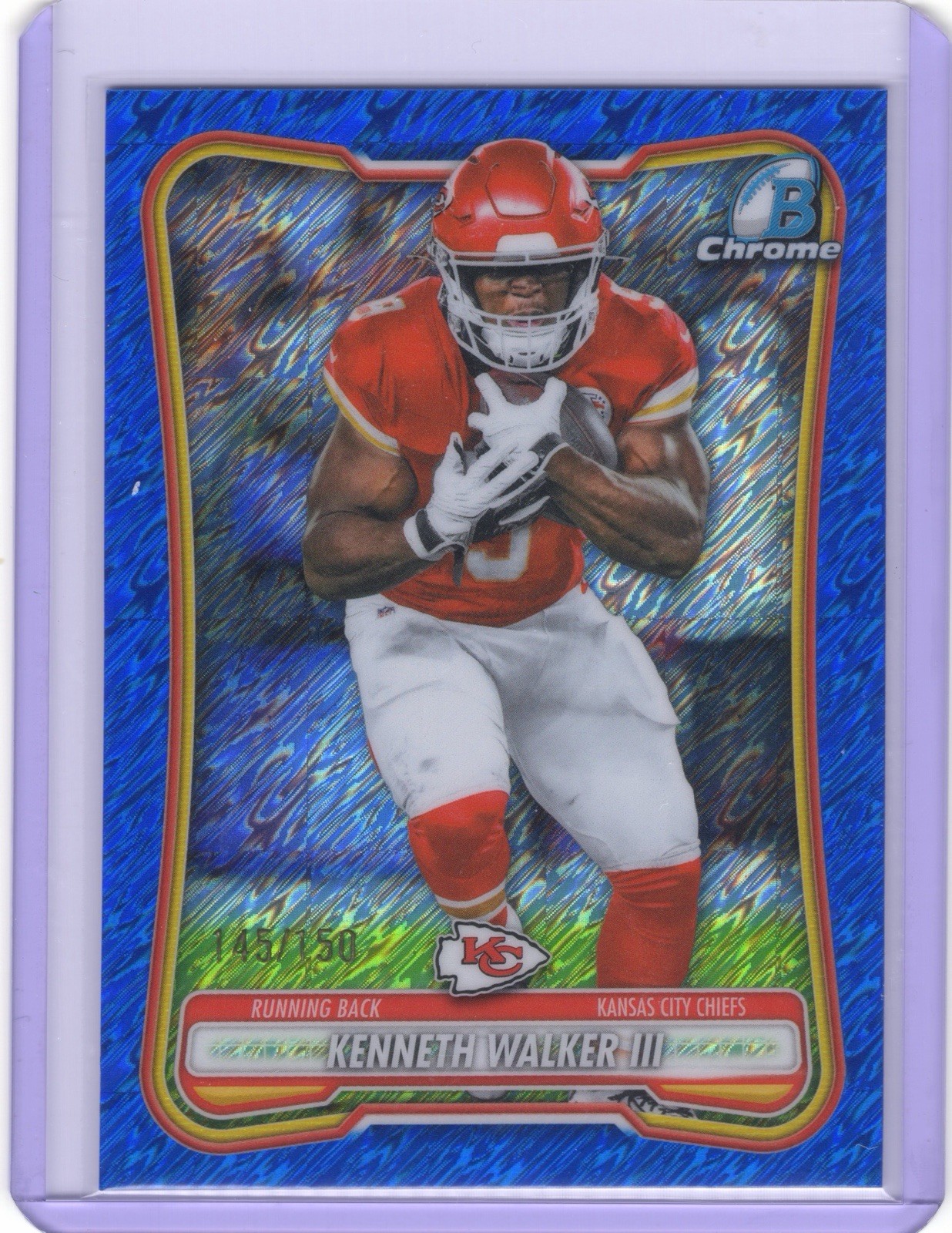 2026 Bowman Football Kenneth Walker III Blue Shimmer /150 #BCV-98