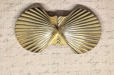 Vintage Douglas Paquette Gold Tone Metal Sea Shell Scallop Belt Buckle