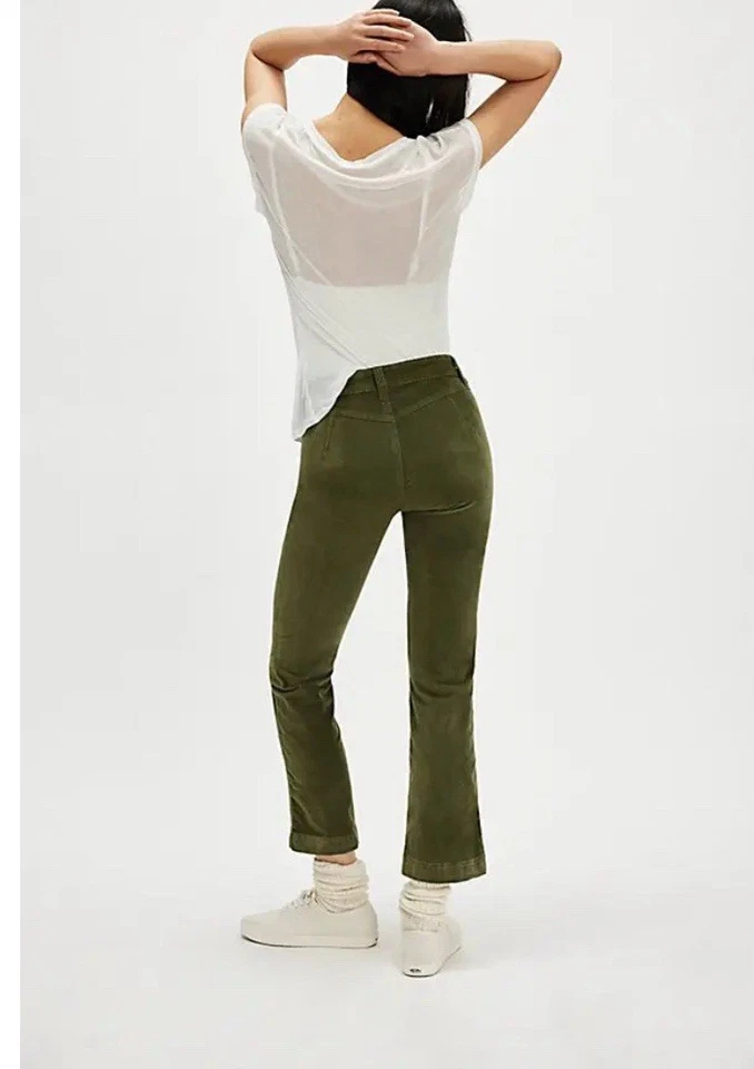 Pantalones acampanados Free People High Time terciopelo chive talla 6 nuevos* DR1061 Foto 2 de 3