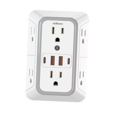 Outlet Extender Surge Protector - 6 Outlet Splitter with 4 USB Ports 2 White