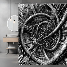 Abstract Black White Industrial Shower Curtain Graphic Design