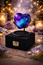 Cremation Urn for Ashes Keepsake Blue Heart Urn with Box Stand Adult Keepsake.