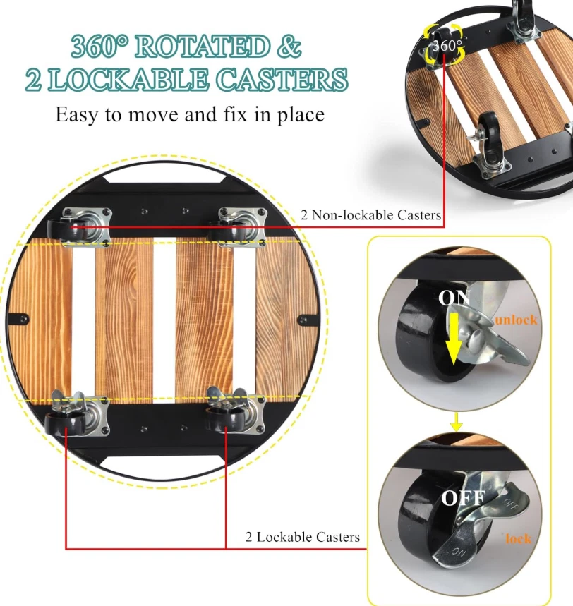 植物盒带轮子重型 12 英寸 2 包滚动植物支架植物推车... — 第 2/4 张图片