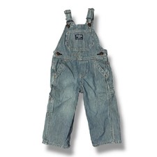 OshKosh B'gosh Overalls Kids 18M Blue White Good Hickory Stripe Denim Bibs