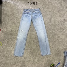 Vintage Levi s 501 Jeans actual 32x33 Light Wash Blue Distressed USA 90