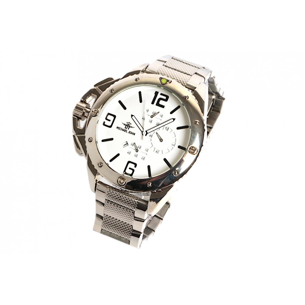 Grosse montre homme bracelet argent Xyel montre chronographe originale et dateur taille u