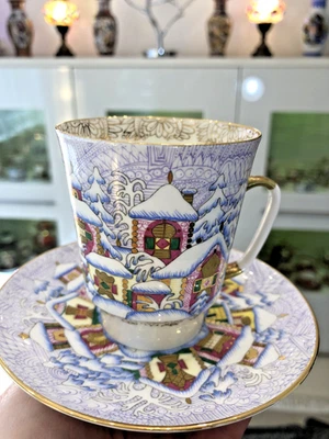 Lomonosov Porzellan Tasse mit 2 Tellern „Wintertag“ A. Worobjevskij  1999 J. RAR - Bild 1 von 4