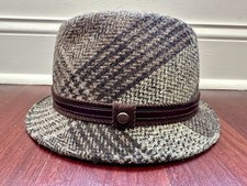 Vintage Harris Tweed Fedora Hat Size Medium - Made In Italy
