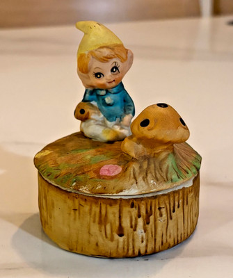Vintage HOMCO Mushroom Trinket Box Figurine | Taiwan 5404
