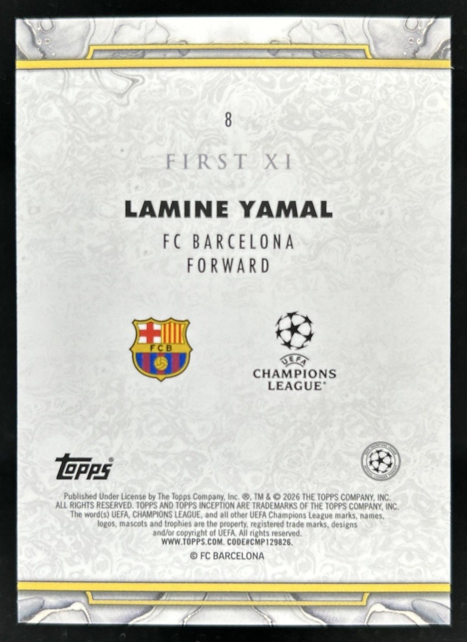 2025-26 Topps Inception UEFA Lamine Yamal Purple Foil #/25 Barcelona view 2