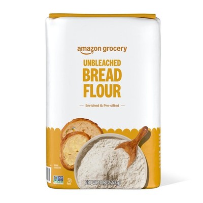 Amazon Grocery, Enriched Bread Flour, Unbleached, 5 Lb 5 Pound