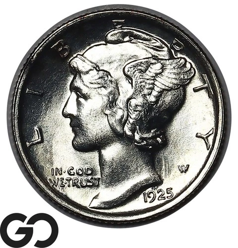 1925-D Mercury Dime, RARE Find, Premium Quality Superb Gem BU++ Key Date!