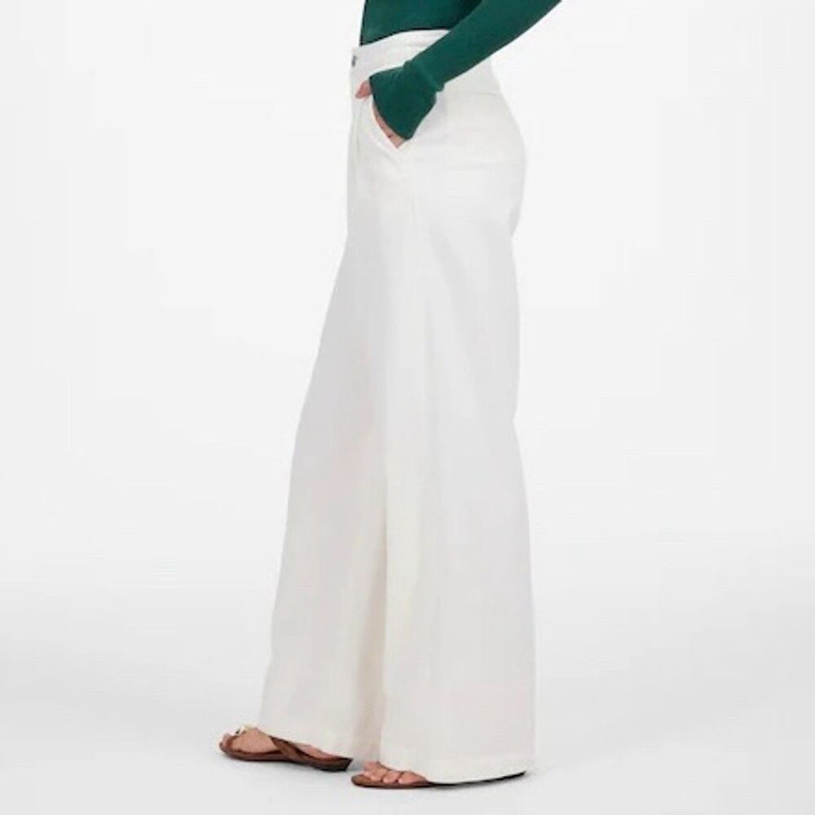 NWT Madewell Women's The Harlow Wide-Leg Jean Airy Denim Trouser Off White 28 thumbnail 2