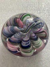 St Clair (Joe Rice Artist) Swirl Paperweight W/Blue, Pink, Green, White Coloring