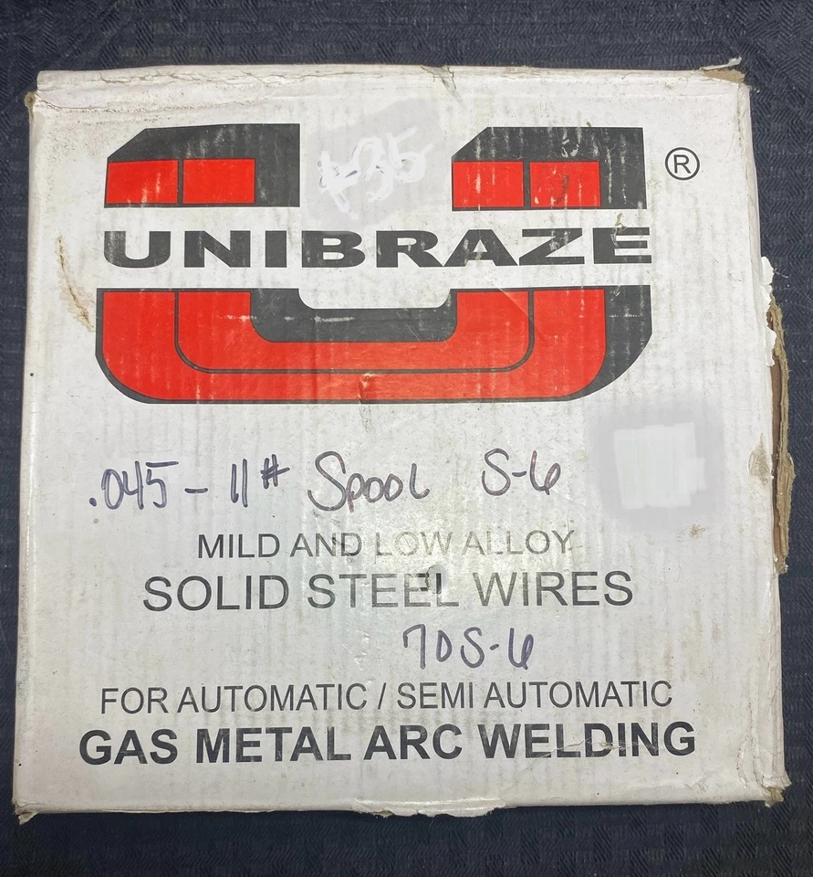 .045” X 11 Lb. Carrete Mig alambre de soldadura 70S-6 acero dulce NUEVO Unibraze Nuevo en caja Foto 2 de 3