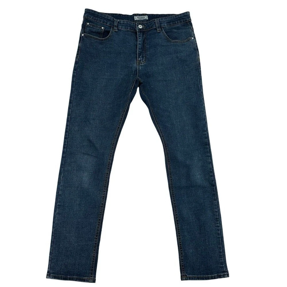 Huk Jeans Men 34x30 Dark Wash Blue Straight Leg Denim Pants Cotton Blend Stretch
