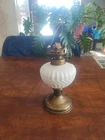 Vintage Milk Glass Oil Lamp with Wick Made In Hong Kong. No Globe