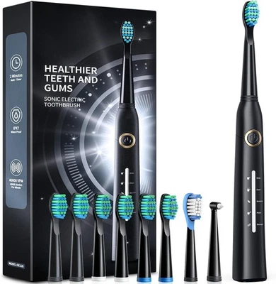 Sonic Electric Toothbrush Rechargeable With 8 Brushes Head 5 Modes USB Charge