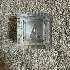 Waterford Crystal Glass Baby Block Paperweight Alphabet Letters Clear  Frosted