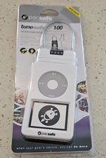 RARE New PacSafe Lockable iPod Cable Combination Lock Safe Cover Case White