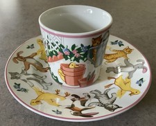 TIFFANY  CO :: 1992 Child  s HANDLED CUP  PLATE  Tiffany Playground  JAPAN