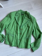 Monari Blazer Leinen Jacke Cardigan Leinenjacke grün Übergangsjacke Markenjacke