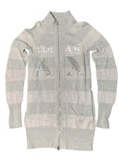 Armani Exchange Knit Sweater Jacket Women Small Full Zip Gray Spell Out