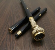 Personalize Handmade Brass Compass Handle Cane Sword Hardwood Walking Stick Gift