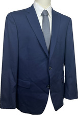 Alfani Men  s Suit Jacket 44R Navy Blue Solid Slim Fit Stretch
