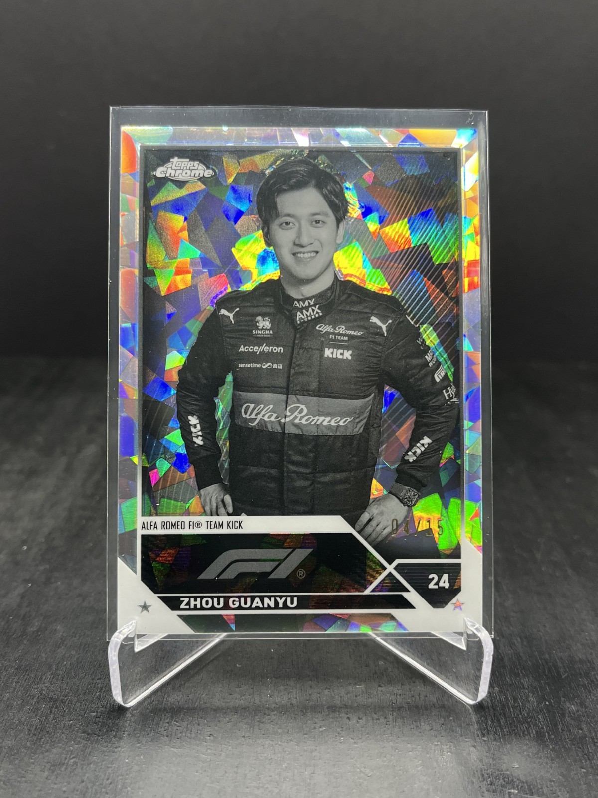 2023 Topps Chrome Sapphire F1 Zhou Guanyu Portrait Black & White 04/15 #58