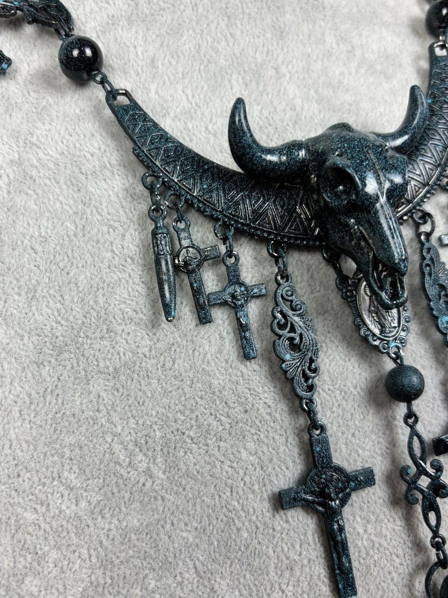 Jean Paul Gaultier Gothic Bull Skull Rosary Sample Necklace JPG