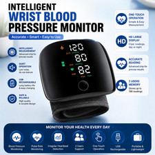 Digital Wrist Blood Pressure Monitor LCD Automatic BP Cuff Heart Rate Monitor