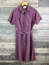 Susan Barry Vintage Midi Dress Size UK 16 Pink Ditsy Floral Shirt Button Up Tea