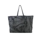 Bottega Veneta Intrecciolusion Intrecciato Nylon Tote Bag Black Leather Italy