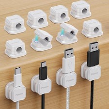 12 Pack Magnetic Cable Clip Organizer Cord Holder, Adhesive Cable Management,...