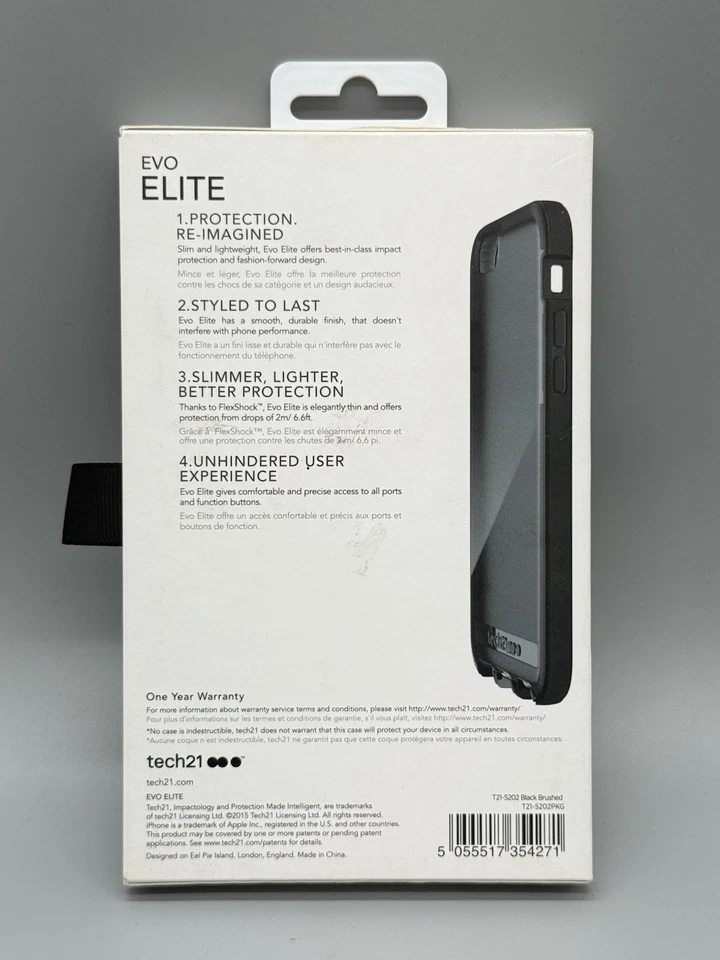 Tech21 EVO ELITE PHONE CASE FOR iPHONE PREMIUM PROTECTION 6/6s - BLACK - Image 2 of 4