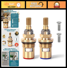 2 Pack Brass Ceramic Faucet Cartridge Replacement for Kitchen Bathroom - Hot/C