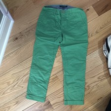 Tommy Hilfiger Pants TH Flex Chino Hampton Cuffed Straight Leg Women Green 6