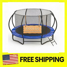 10 ft Outdoor Trampoline 600LBS for Kids  Adults W/Enclosure Net and Ladder