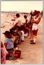 Vtg Color Snapshot Group Friends Beach Pier 1970s Fashion Tank Tops Socks 1979