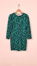 Boden Penelope Green Floral Leaf 100% Cotton Knee Length Jersey Dress Size 10