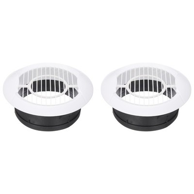 6 Inch Round Air Vent Cover, 2Pcs ABS Louver Soffit Vents for Living Room