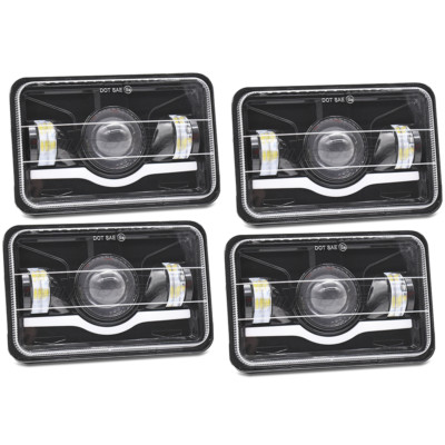 4PCS 4X6'' LED Headlights Hi-Lo Beam Fit Chevy C10 Pickup 1981-87 Ford Mustang
