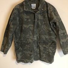 Rvca Camo Camouflage Full Zip And Snap Jacket, Size S, Heavy Canvas Feel