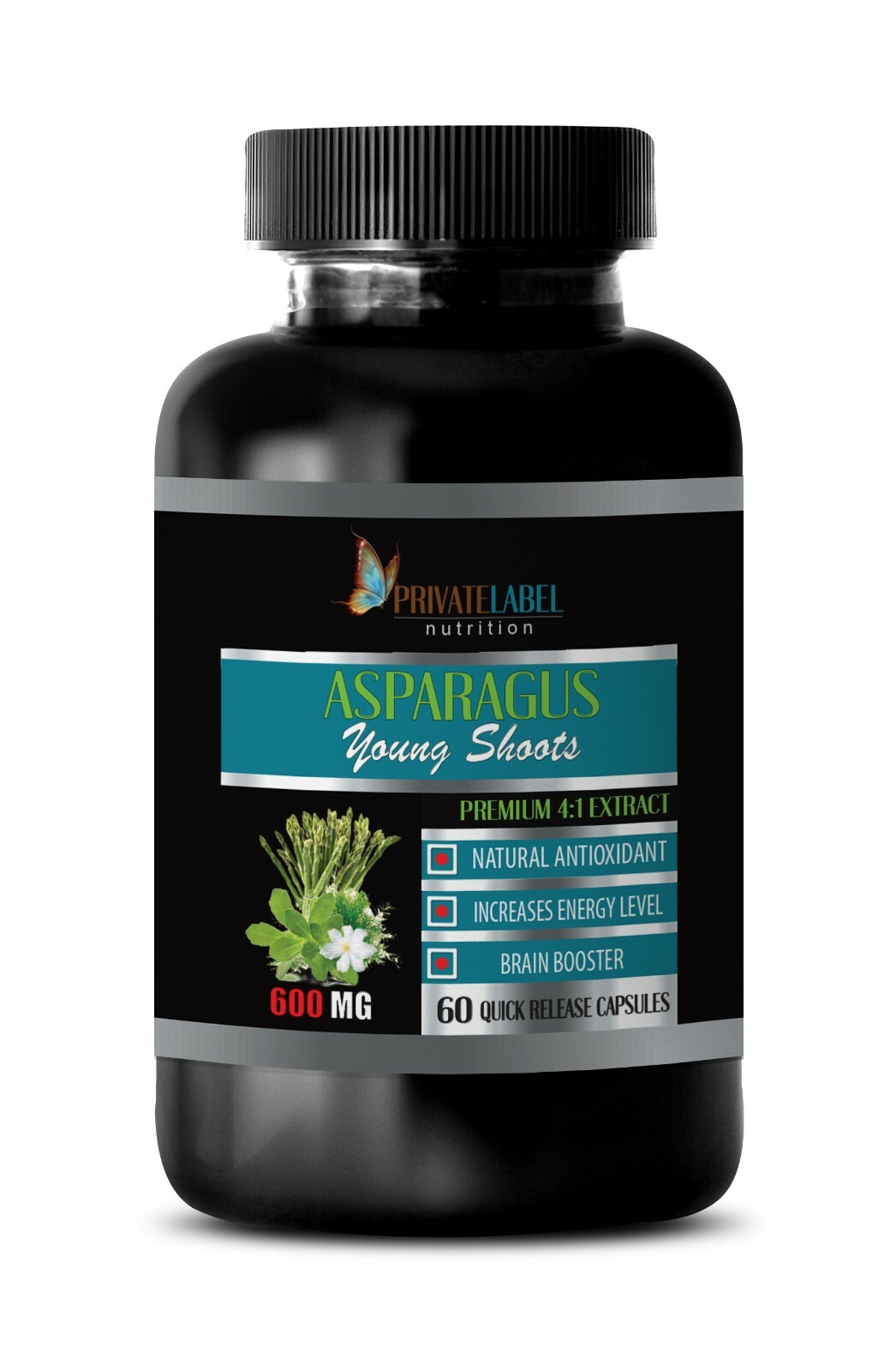 Asparagus Extract Young Shoots Powder 600mg 60 Capsules