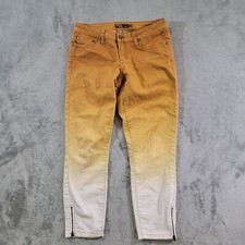 prAna Jett Jeans Womens Size 27 Yellow Ombre Ankle Zip Skinny Crop
