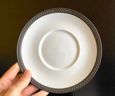 New L'objet Soie Tressee Bread & Butter Plate, White w/ black accent, 6.5"