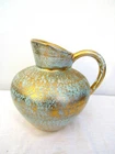 Vtg Stangl Handled Art Pottery Pitcher #4060 Antique Gold/Turquoise Hand Painted