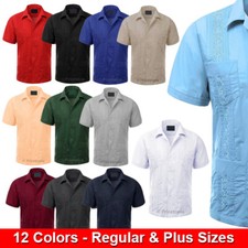 Platoon Guayabera Men's Cuban Wedding Short Sleeve Casual Dress Shirt
